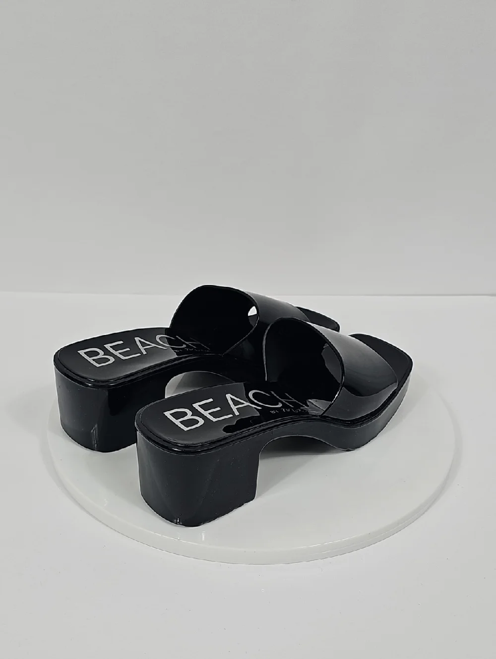 NIB Beach By Matisse Wade Platform Slide Sandals Block Heel Square Toe Black 7